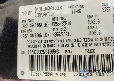 2007 Mitsubishi Raider Ls from USA, damaged, VIN 1Z7HC28K97S126503